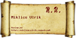 Miklics Ulrik névjegykártya
